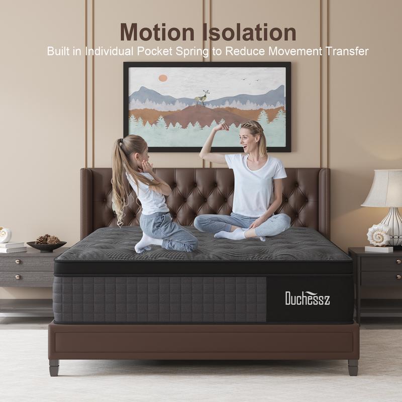 12/14 Inch Twin Full King Queen Mattress in a Box,  Hybrid Mattresses with Gel Memory Foam and Individually Pocket Innerspring Euro Top Medium Firm for Motion Isolation, Edge Support