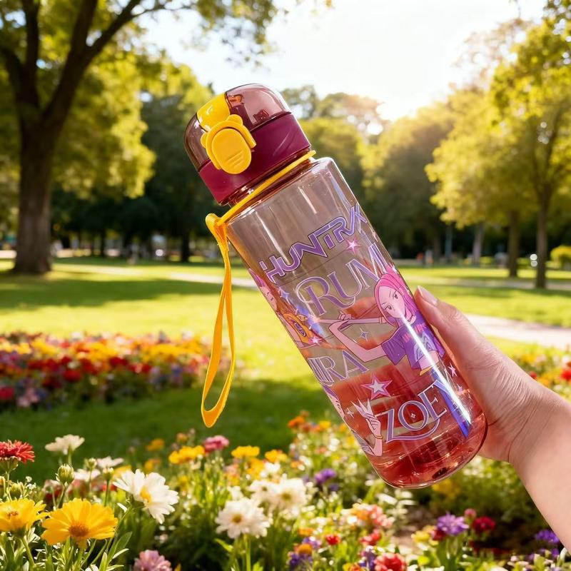 Reusable Hard Plastic Water Bottle with Lid and Straw, 700ML Eco-Friendly Alternative, Perfect for School, Travel, Halloween Party Props