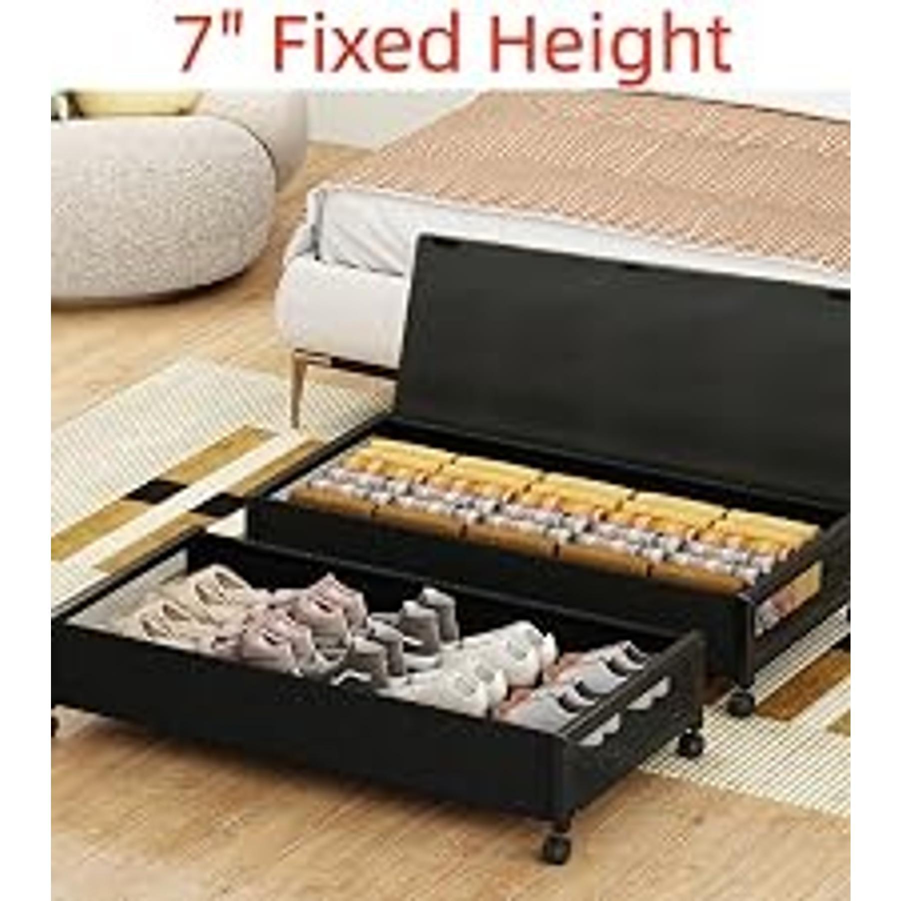 2 Pack Under the Bed Storage Containers,12 inch Height Under Bed Shoe Storage,31inch Long Underbed Storage with Wheels,Large Rolling under bed Clothes Storage Drawers with Lid for Dorm Tall,Black