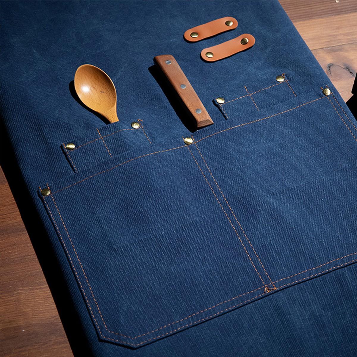 1PC Thick Canvas Chef Apron for Men and Women, Durable Workwear with Pockets, Ideal for Restaurant, BBQ, Baking, Painting, Gardening