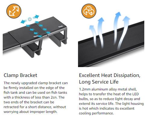 hygger LED Aquarium Light for Plants, Full Spectrum Fish Tank Light with Timer Auto On/Off, 24/7 Lighting with Multi-Color, Adjustable Brightness, External Controller, for Freshwater