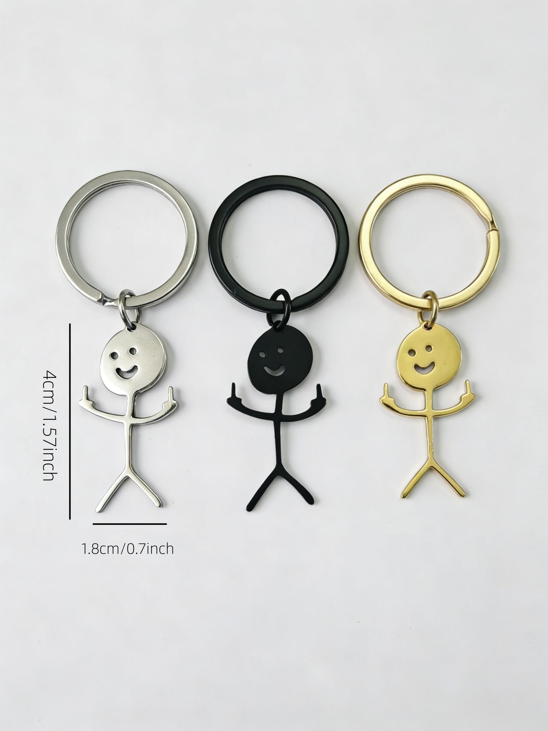 Cartoon Figure Shaped Keychain for Men & Women, Stainless Steel Keychain, Metal Key Chain, Cute Key Ring