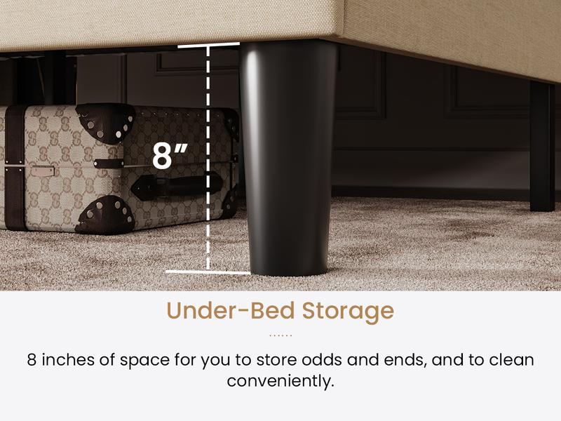 SHA CERLIN Upholstered Platform Bed Frame and Geometric Wingback Headboard & 8" Under-Bed Space,【Frame Only No Mattress】 Noise-Free, No Box Spring Needed#ChristmasGifts#TikTokShopBlackFriday