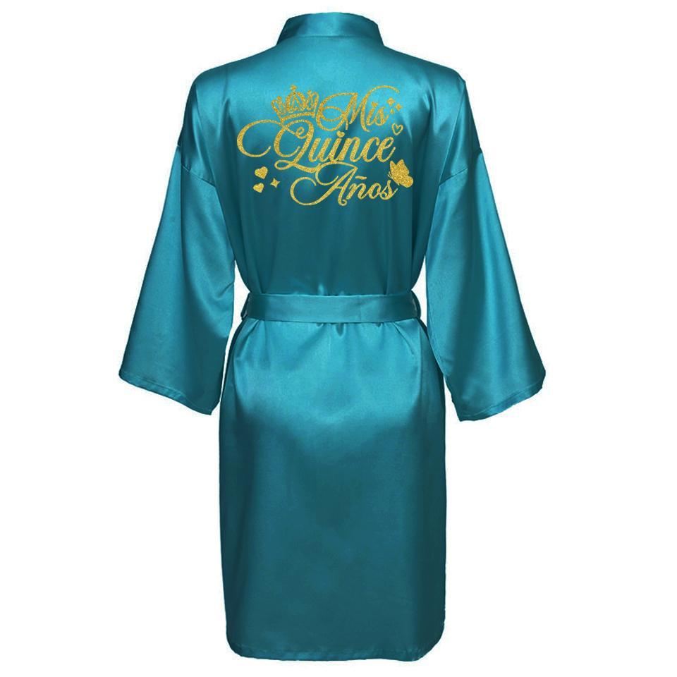 Mis15 Años Robe 15 Years Girl Birthday Party Robes Quinceanera Robe Mis XV Bathrobe Silkly Nightgown