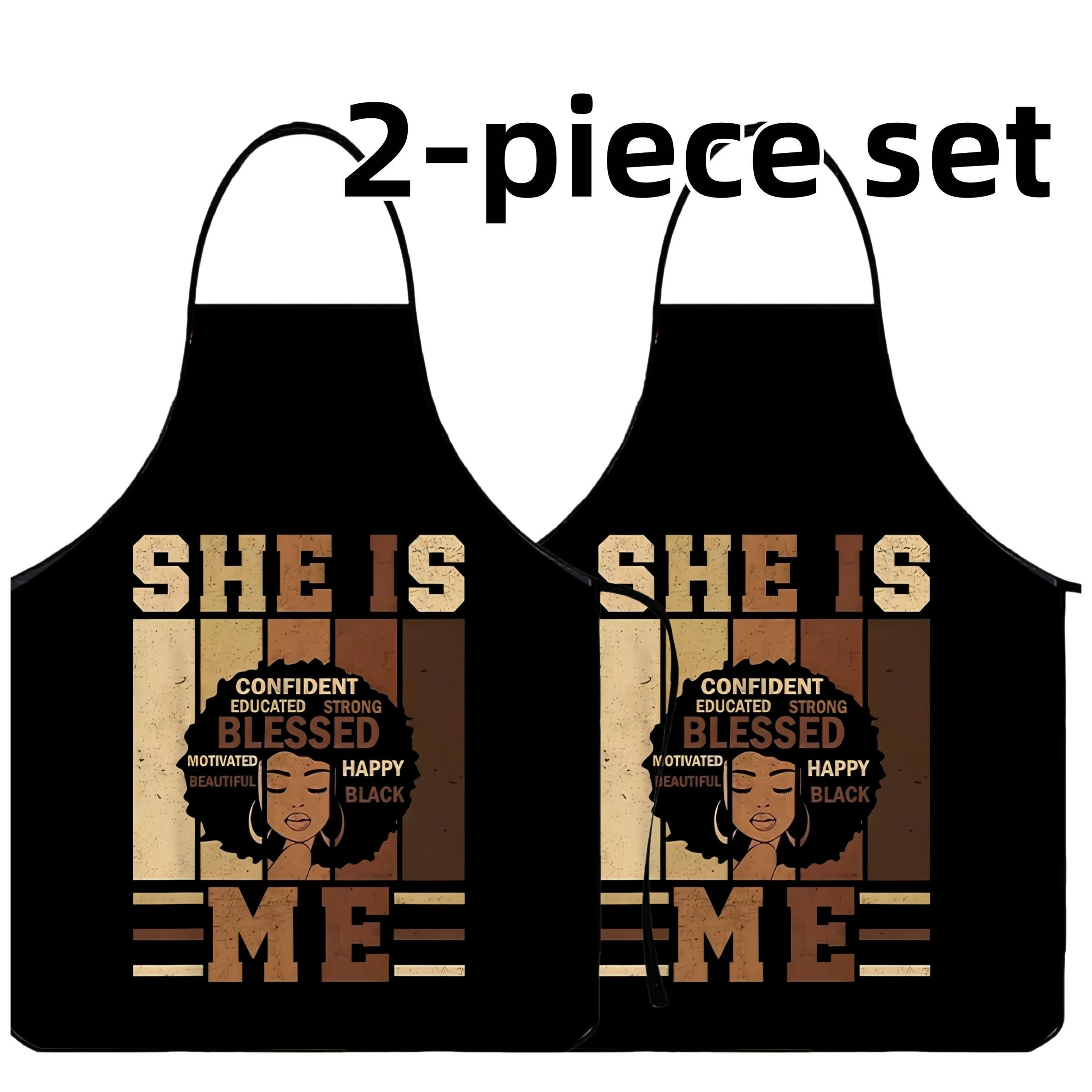 African Queen Pattern Apron, 2 Counts Polyester  Kitchen Apron for Cooking, Summer Spanish Apron for Men&Women,Nails Design Tool,Mother's Day Gift, Kitchen&Cleaning Essential,Cleaning Tool,World Cup