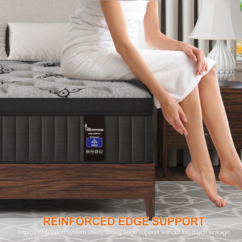 Twin Full Queen King Mattress in a Box, 10 Inch Hybrid Mattresses with Gel Memory Foam and Individually Pocket Innerspring Euro Top Medium Firm for Motion Isolation, Edge Support