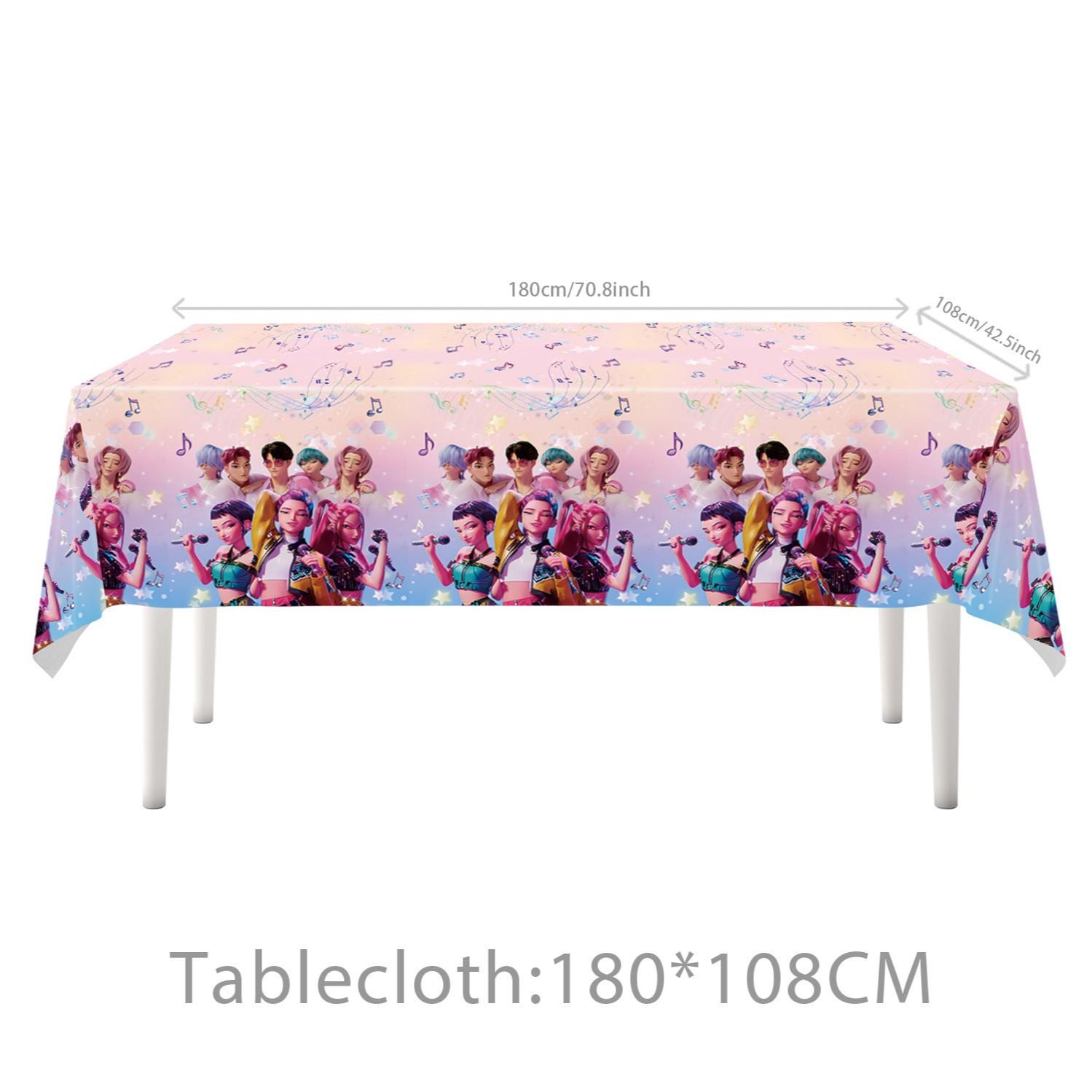 Hunter Girl Party Tablecloth for Kpop Fans, Waterproof Disposable Table Cover, Party Decorations, Birthday & Event Supplies, Perfect Gift for Anime & Kpop Themed Parties