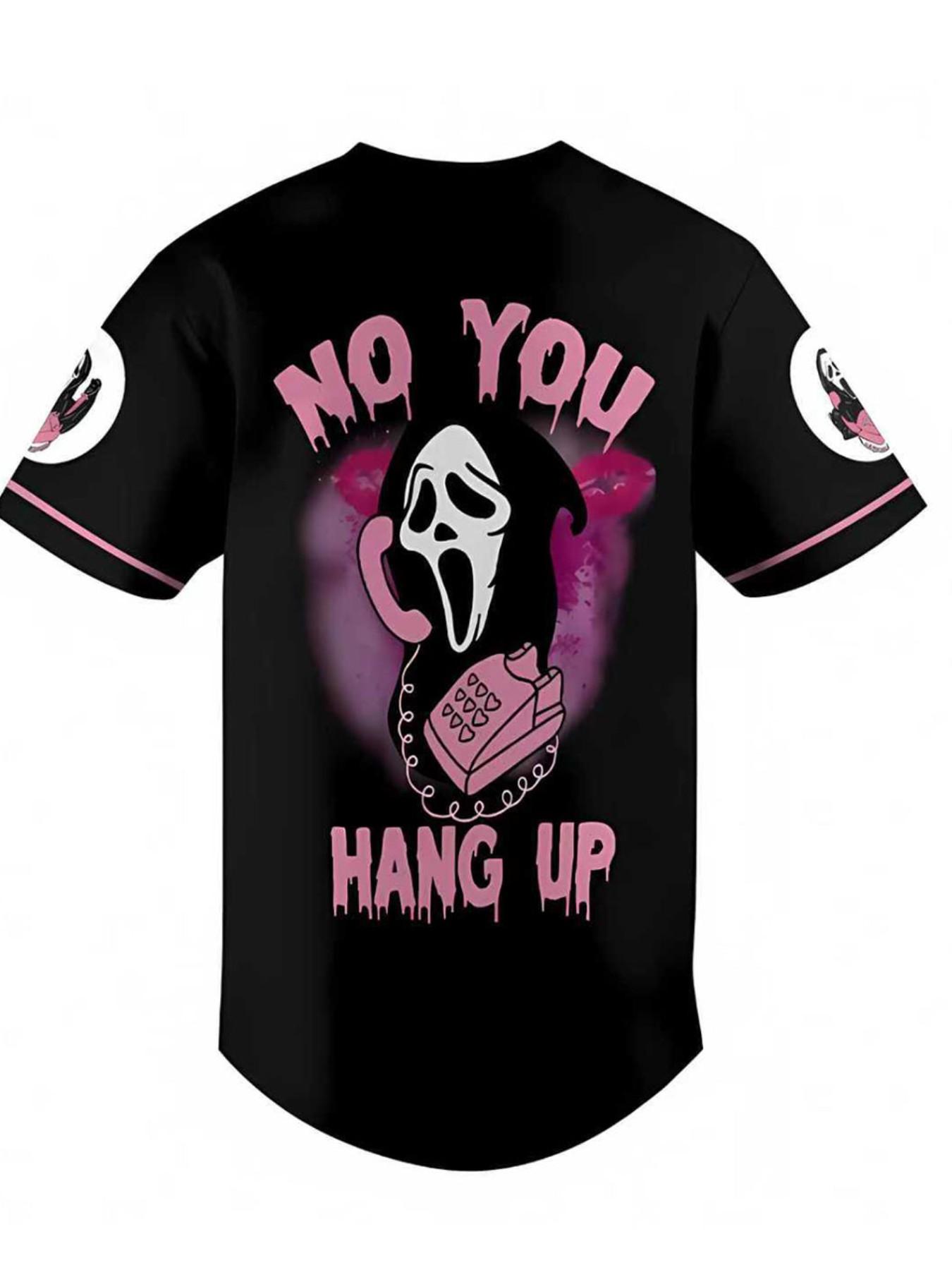 Ghostface Scream jersey, No YouHang Up horror movie village shirt, bizarre unisex clothing, soft touch, fashionable single item couple outfit perfect gift