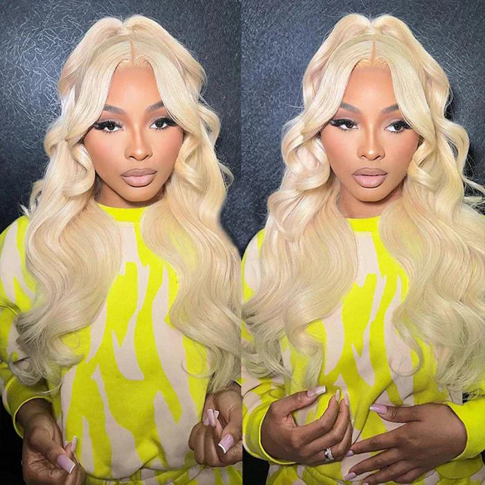 [26 Inch Only $139] STERLY 250% Density #613 Blonde 13x6 Long Straight Full Lace Frontal Body Wave Wigs Fashion Color blonde Wig Smooth HD Transparent Lace Front Wig