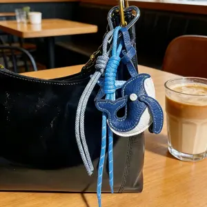 Whale Luxury Leather Keychain Charm, Cute Cartoon Whale Key Ring, Unique Bag Pendant, Universal Design, No Ca Prop 65 Warning