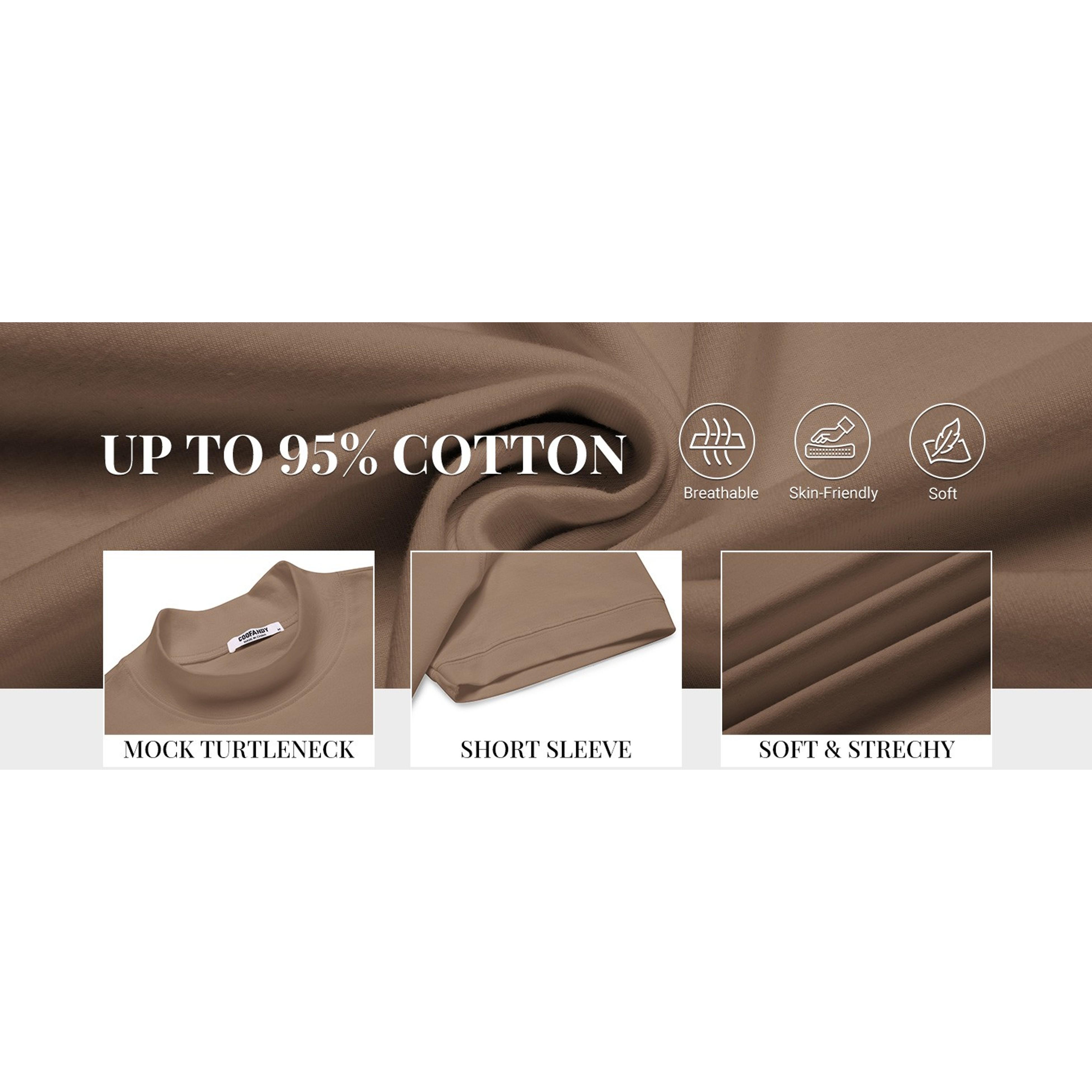 Mens Casual Premium Cotton Mock Turtleneck Short Sleeve T-Shirt Basic Half Neck TopGift