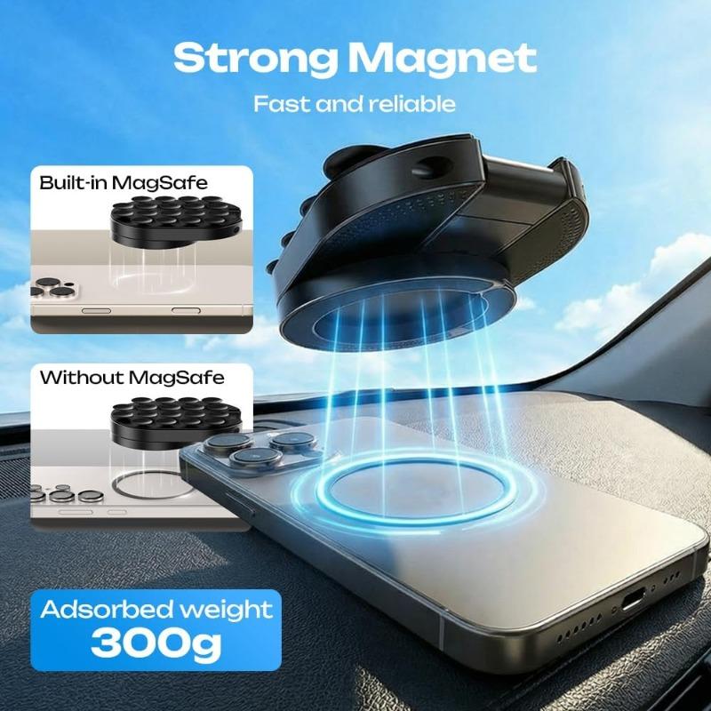 3-in-1 Magnetic Phone Holder Compatible for Magsafe iPhone 12/13/14/15/16/17, Foldable Carabiner Bracket with Double Lock & 360° Rotation, Rotatable Magnetic Clip, Ultra-Portable for Car Dashboard, Gym, Office, Desktop - Suitable for Smartphones/Tablets
