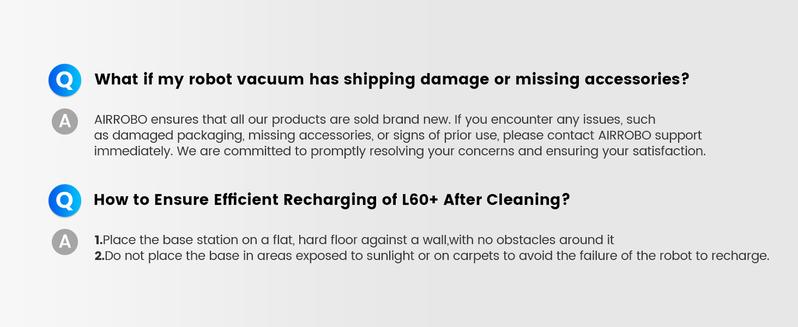 AIRROBO L60+ Self-Empty Robot Vacuum and Mop Cleaner with Ultrasonic Carpet Detection,6000Pa Suction,Laser Obstacle Avoidance,240min Long Runtime