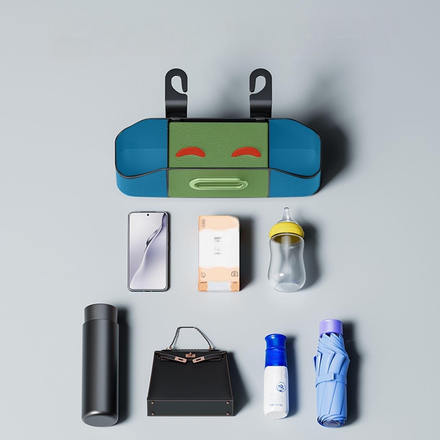 Multifunctional Car Seat Back Organizer Box, Rear Storage Rack with Cup Holder, Vehicle Interior Paper Towel Dispenser, Car Backseat Organizer