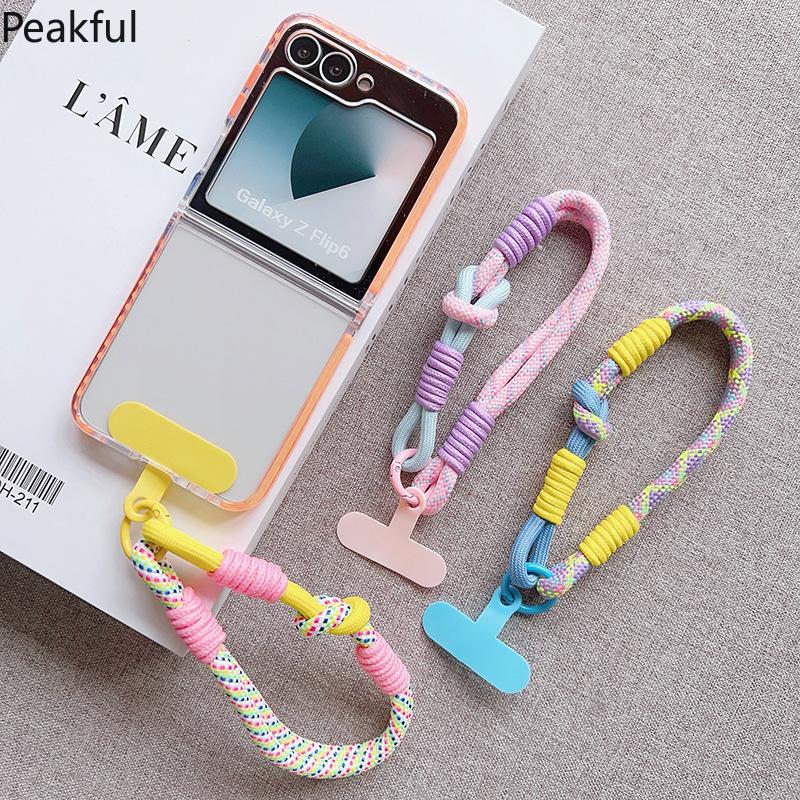 Y2K Colorful Braided Phone Lanyard, Viral Neon Mini Wrist Strap for Smartphones, Detachable Tethered Accessory with Adjustable Knot, lightweight woven design & secure attachment, ideal for music festivals, beach trips, travel days and casual streetwear