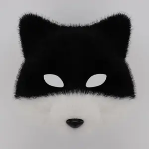 Masquerade Creative Animal Mask Male and Female Half Face Fox Mask Halloween Simulation Fox Hair Mask