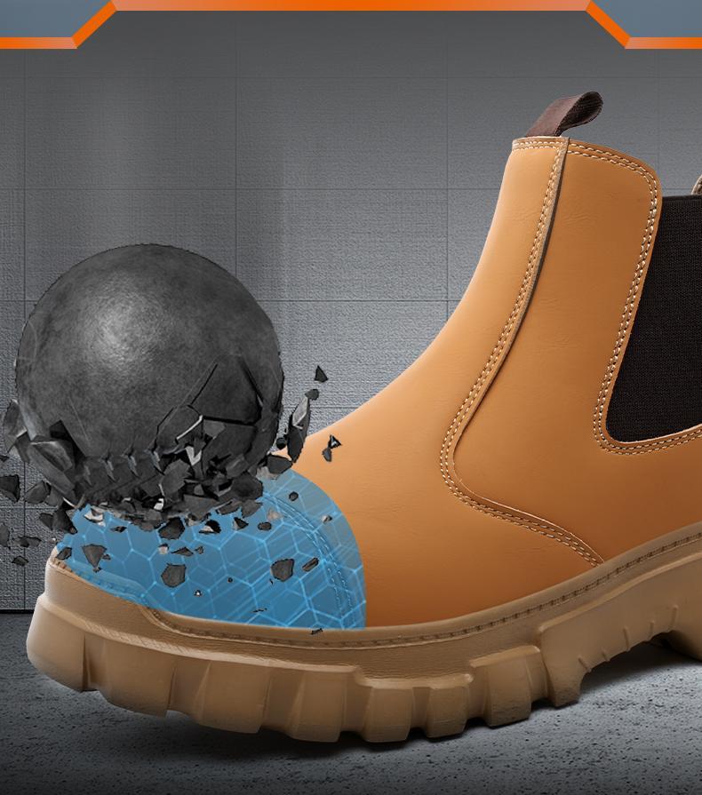 Brown Steel Toe Safety Shoes Unisex, Lightweight Anti Slip Work Shoes, Splash Resistant, Smash Proof and Puncture Proof for Kitchen, Restaurant and Food Service Work