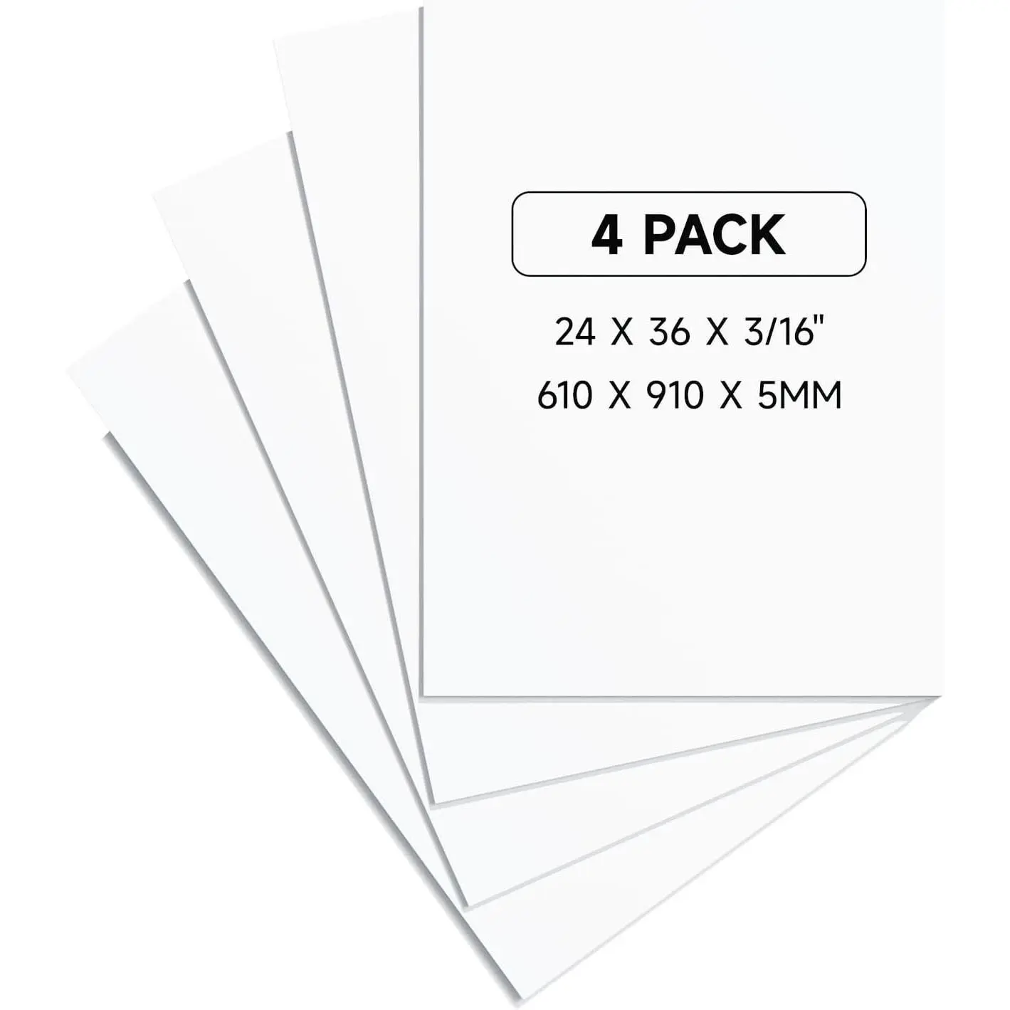 24x36" White Poster Board 4 Pack, 5MM Thick Foam Core Board, Large Lightweight Foam Board for Projects, Display Boards for Crafts, Paintings Prints, Art, Display, Presentation