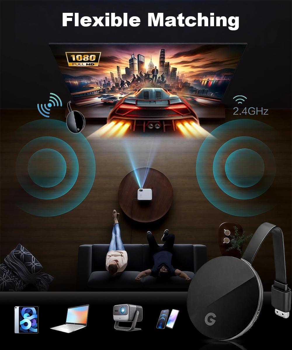 Wireless HDMI Transmitter and Receiver, 2.4G Wireless HDMI Extender, 4K Decode 1080P Output, LED Display, 98.4FT Range,for Phone, Tablet, Laptop to TV, Projector, Monitor, Wireless Hdmi Transmitter Receiver Set