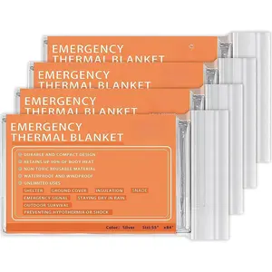 Emergency Mylar Thermal Blankets -Space Blanket Survival kit Camping Blanket (4-Pack). Perfect  Outdoors, Hiking, Survival, Bug Out Bag ,Marathons or First Aid 1
