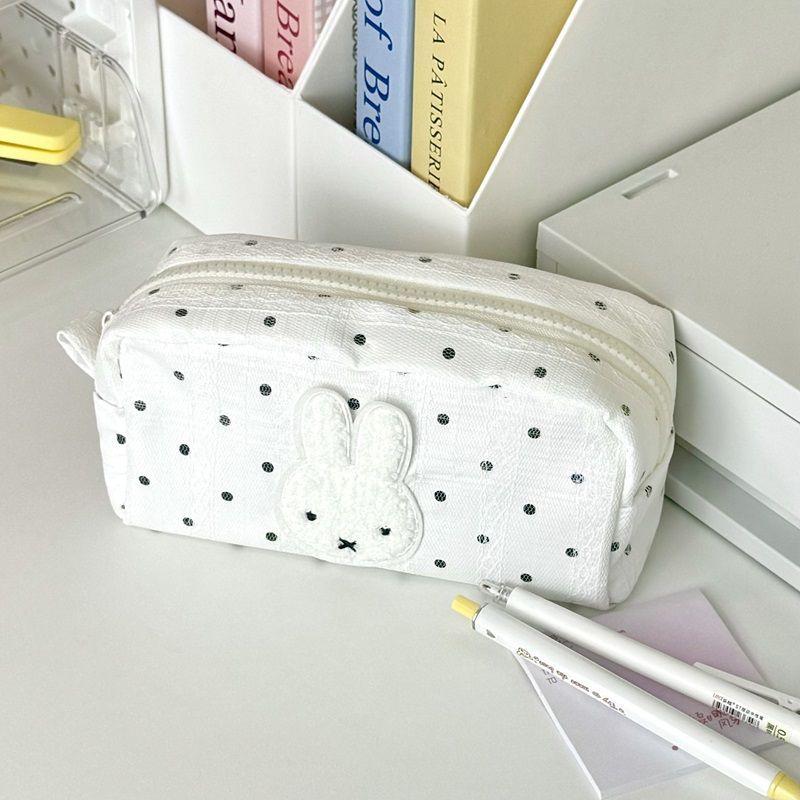 Miffy Portable Pencil Case Kawaii Cute Romantic Peripheral Large Capacity Simple Zipper Design Stationery Storage Bag Gift