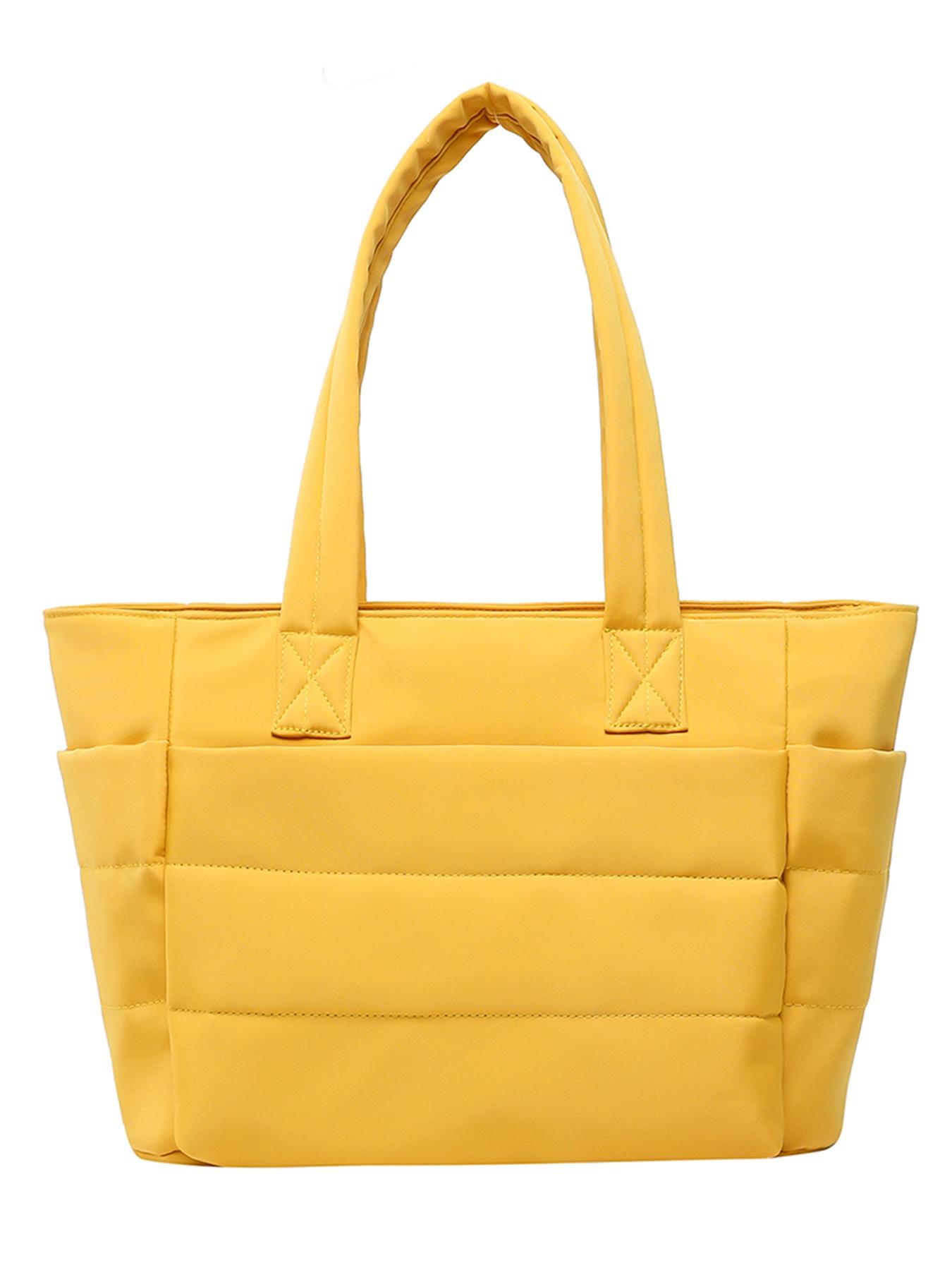 26 Valentine's Day Women's Solid Color Quilted Tote Bag, Lightweight Puffer Design Shoulder Bag for Travel & Work & Beach, Casual Trendy Versatile High-quality Daily Commuting Bag