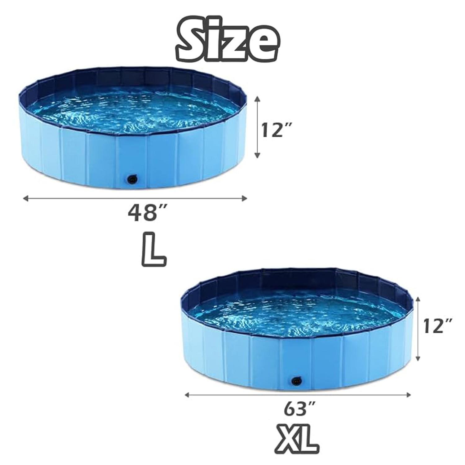 Foldable Dog Kiddie Pool Portable Hard Plastic Doggie Swimming Pool Anti-Slip Collapsible Pets Bath Tub Suitable for Kids Indoor Outdoor Backyard Use
