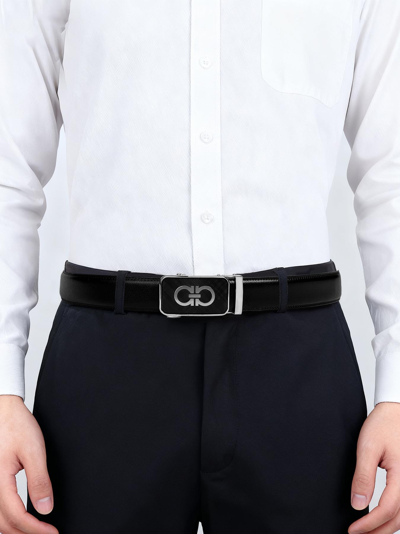 Men's New Belt Simple Alloy Buckle, High-grade Belt Automatic Buckle Pu Belt