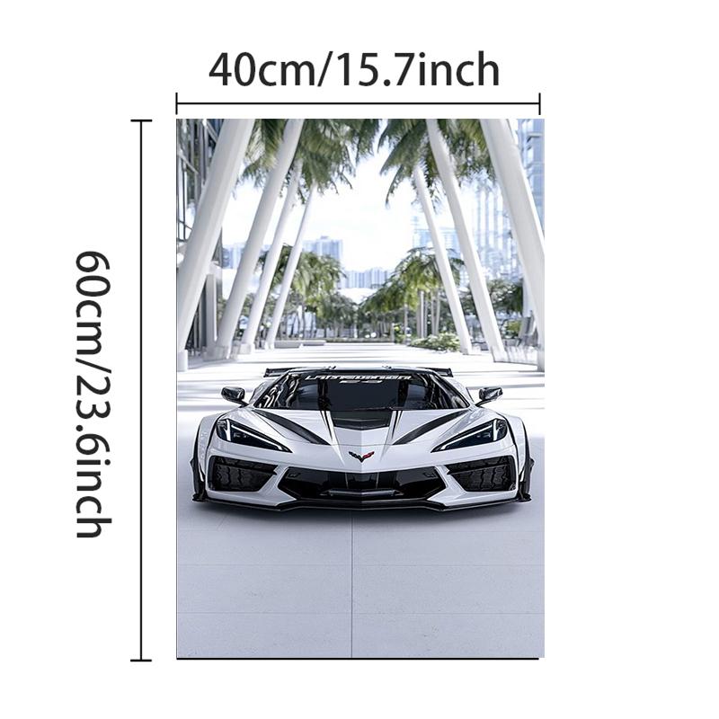 1 piece 2D flat design frameless canvas poster Corvette Supercar Poster Suitable for home decoration, living room, bedroom, office, restaurant, bar wall decoration, art pieces, perfect gifts and
