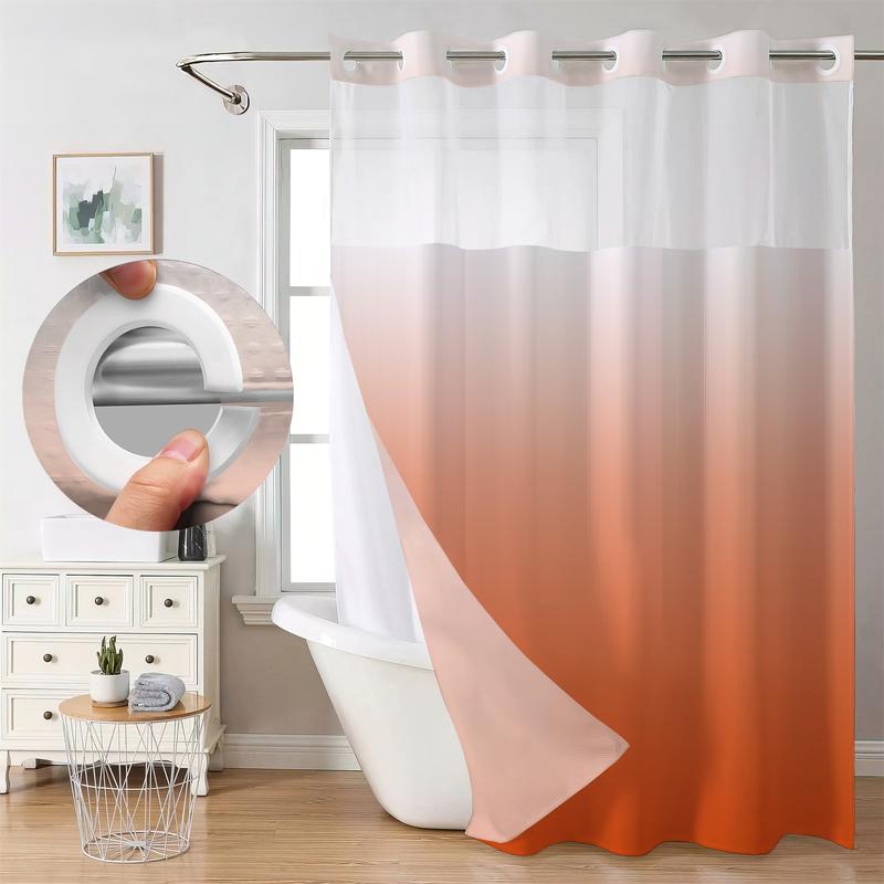 Color Gradient Waffle Shower Curtain, 10 Colors Available, Quick No-Hook Installation, Double Layer with Inner Liner, Stylish Bathroom Decor for Home, Hotel, Salon, Dorm, Bathroom Accessory