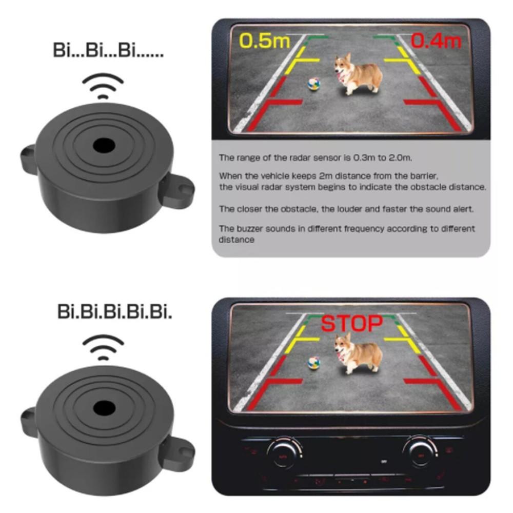 1PC 3 In 1 Car Reverse Backup Radar Rear View Camera W/ 2pcs Parking Radar Sensor