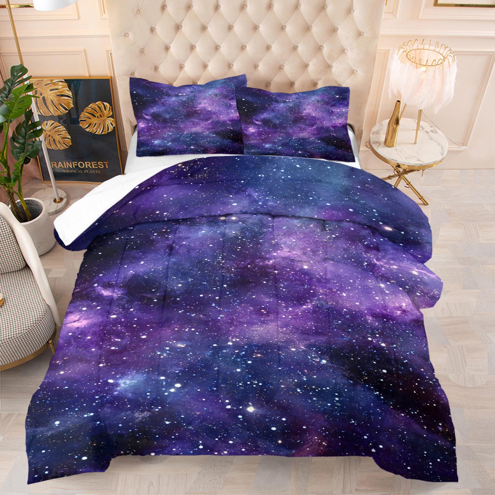 Galaxy Starry Sky Quilt Set, 1 Blanket With 1/2 Pillowcase (Excluding Pillow Core), Suitable For All Seasons Bedding In Bedrooms, Dormitories, And Guest Rooms, Suitable For Teenagers And Adults