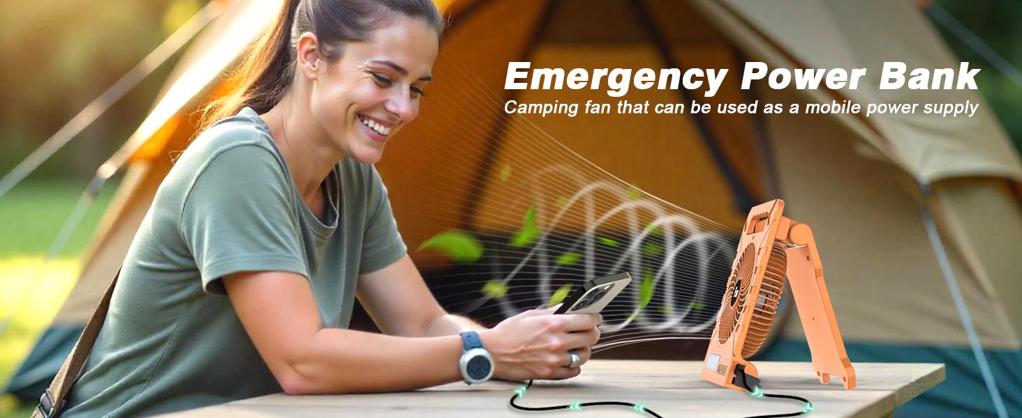 Solar Camping fan portable with LED light , Rechargeable, 4-Speed, Timer, Cordless, Hanging Hook for Outdoor, Travel, Hiking, Beach, Tent, Home Use