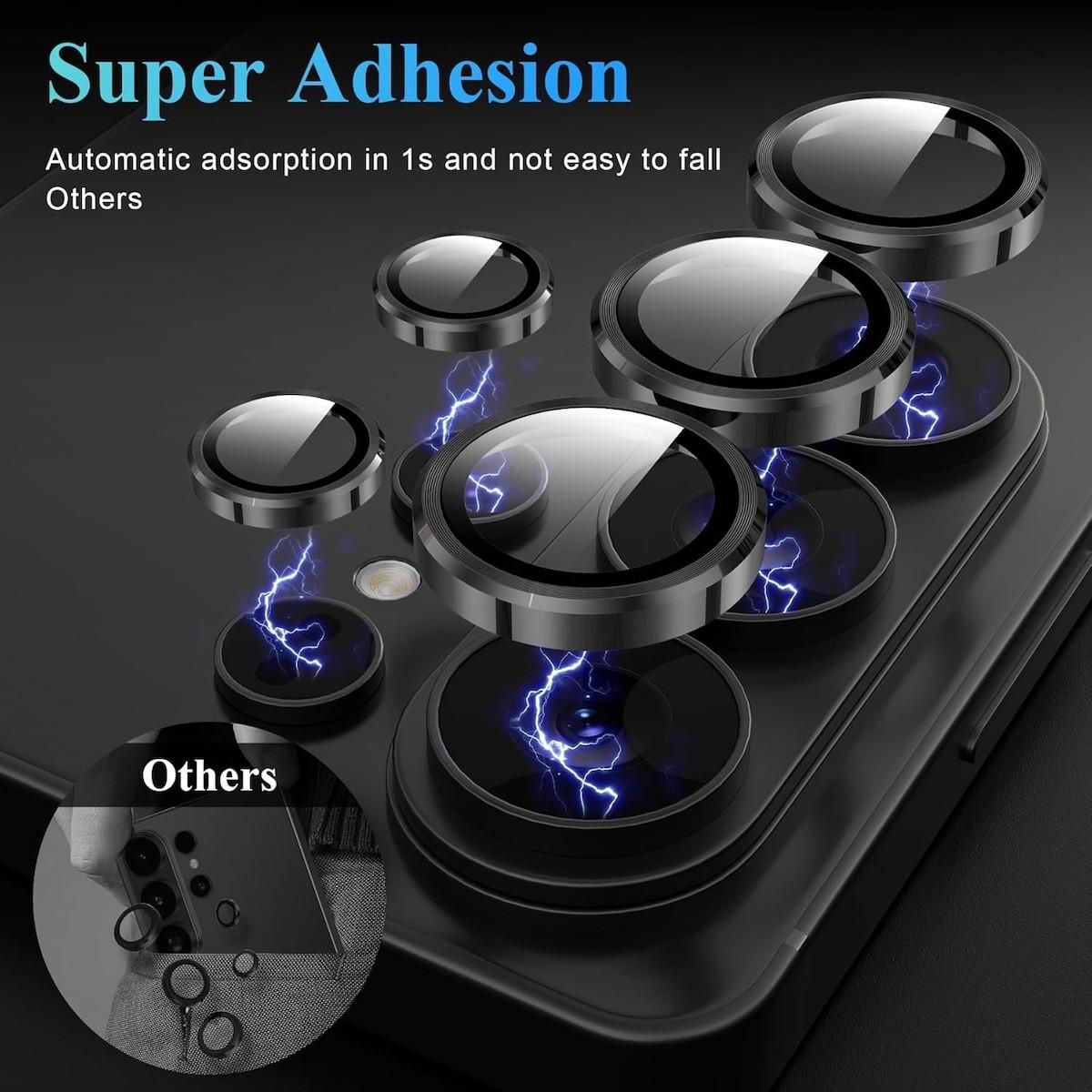 Camera Lens Protector for Samsung Galaxy S26 S25 S24 S23 Ultra Plus, Metal Aluminum CircleTempered Glass Camera Protector, Military Grade Shatterproof，Case Friendly, Accessories Lens Protector-Black