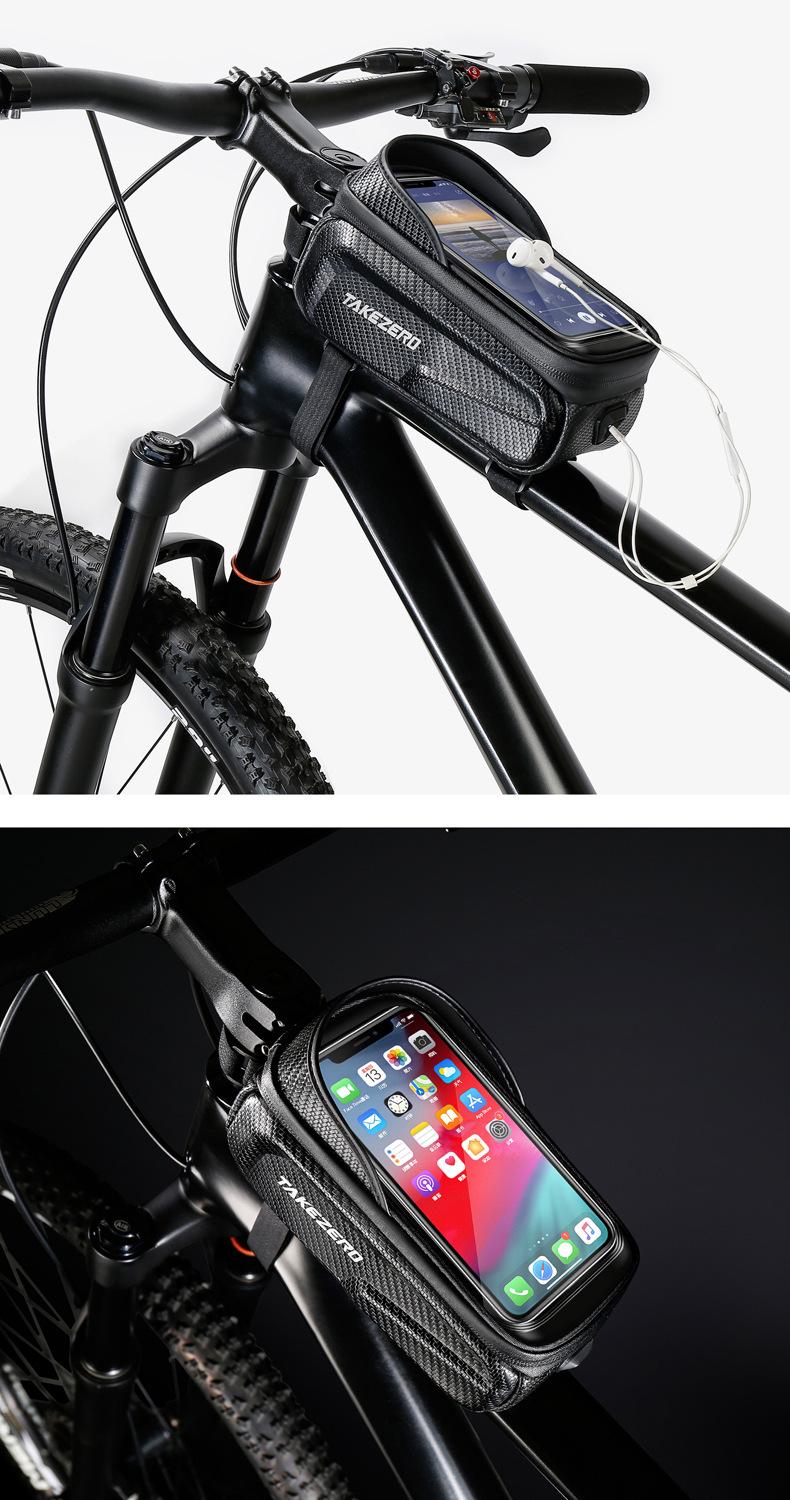 TAKEZERO Bicycle Front Top Tube Bag Touch Screen Bicycle Frame Bag Bicycle Bag 1L Large Capacity Adjustable Cycling Bag Bicycle Accessories