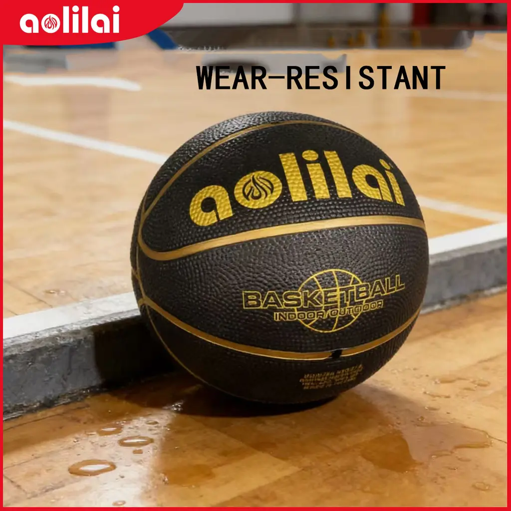 Size 7 Adult Rubber Basketball, Thanksgiving Gift, Black Basketball, Durable Outdoor Training and Competition Ball, Suitable for Daily Recreation and Practice, Includes Air Needle, Individually Packaged