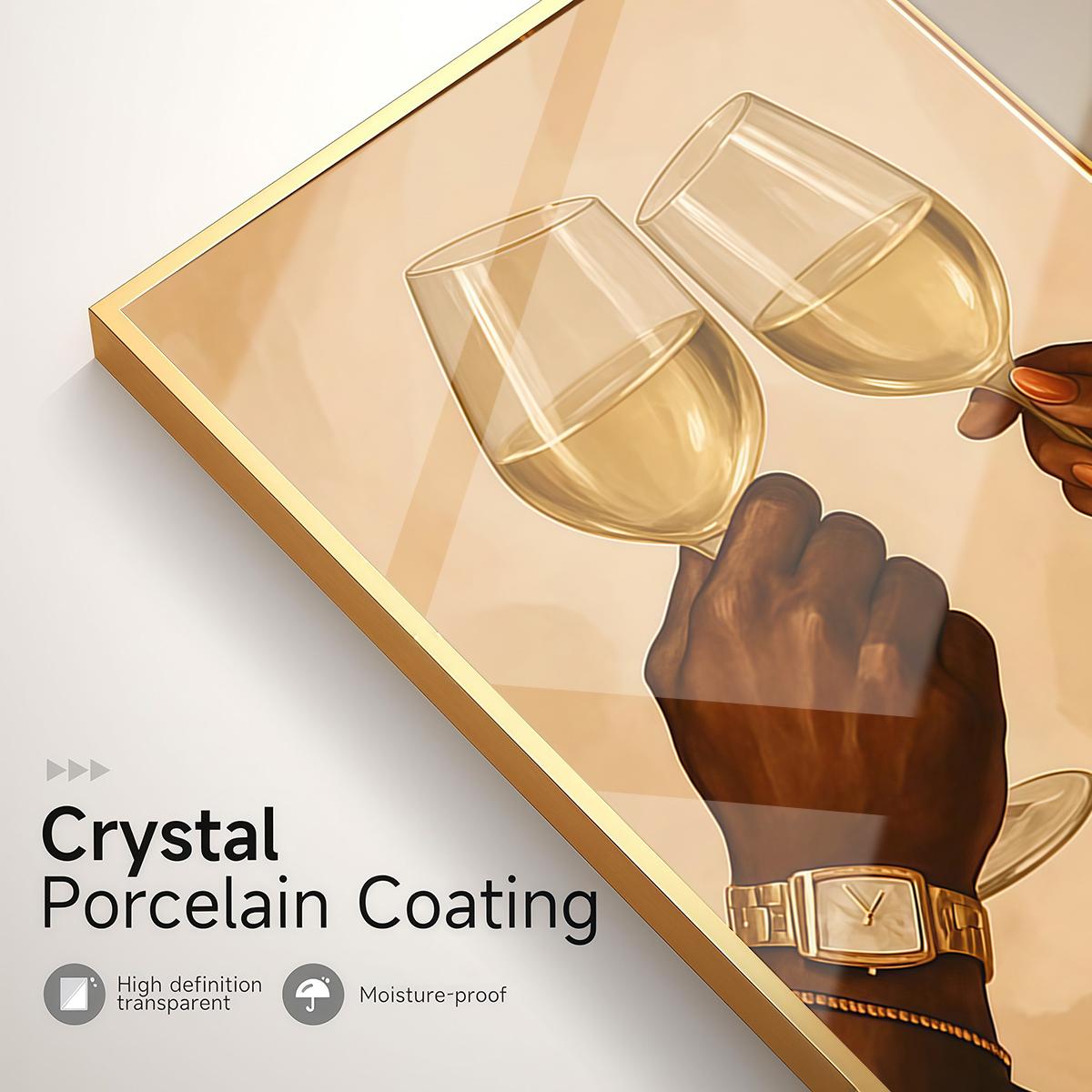 3 Counts Aluminum Alloy Framed Painting, Romantic Couple Hands And Wine Glass Canvas Art, Home Decoration For Living Room, Bedroom, Office, Restaurant, Hallway Wall Decor, Odorless Print Artwork, Luxury Perfect Gift For Friends And Family