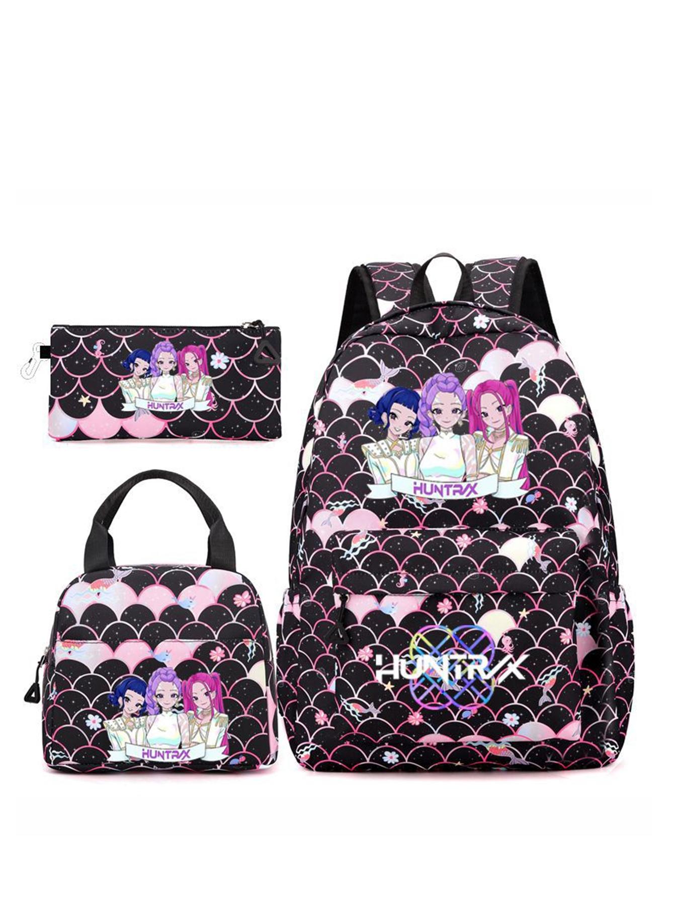 3pcs  Women's backpack with large capacity, kpop girl group printed zipper closure, fashionable and versatile, personalized and trendy, suitable for students to go to school, campus, work, commuting, shopping, women's backpack, School Backpacks