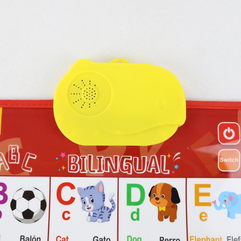 Kids' English-Spanish Alphabet Poster - Fun Bilingual Learning for ABC & Basic Vocabulary with Number Chart, Perfect for Early Education educational language learning toy