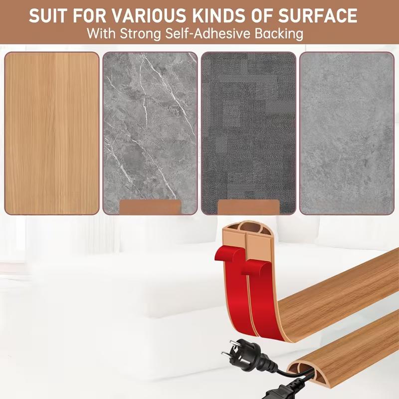 1pc Floor Cord Cover - Self-Adhesive Cable Concealer - Floor and Wall Power Cord Protector - With Optional Sizes of 1m, 2m, or 3m for Cable Management