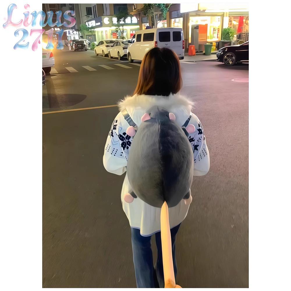 Kawaii Animal Shape Kids Backpack for Girls - Soft Furry Mini Plush Mouse Bag with Adjustable Strap, Crossbody/Shoulder Purse for Daily Use, Fun Gift (Sports & Outdoor Accessory)