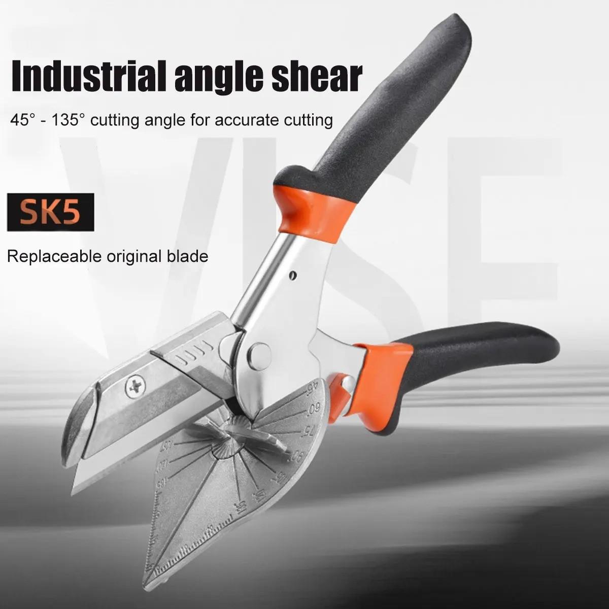 Adjustable 45-135° Multi-Angle Miter Shears, Sharp Trunking Shears with Clean Cuts Miter Cutter Trim Cutter, Ideal for Woodworking & Trunking Cutting