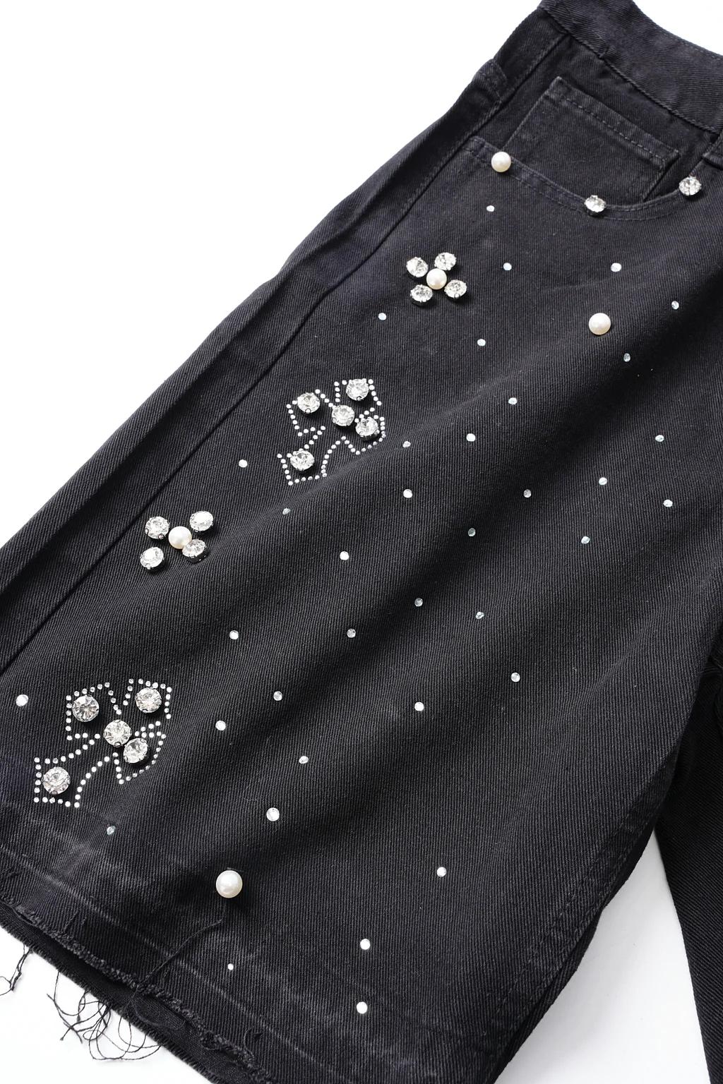 Sopula Studio Men's Hiphop Cross Hot Diamond Jorts Denim Shorts Streetwear Pocket SpringStatements