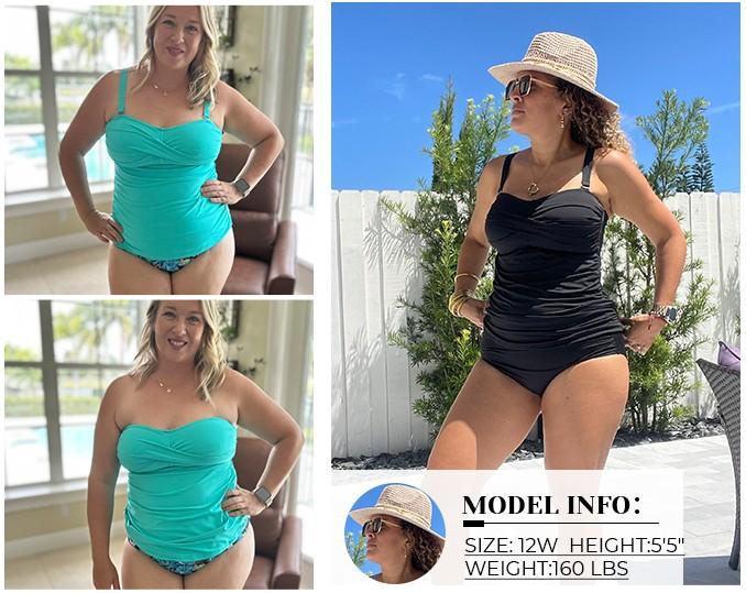 Aqua Eve Women Two Piece Plus Size Tankini Strapless Bathing Suits Bandeau Swimsuits with High Waisted Bottom Aqua Eve Women Two Piece Plus Size Tankini Strapless Bathing Suits Bandeau Swimsuits with High Waisted Bottom