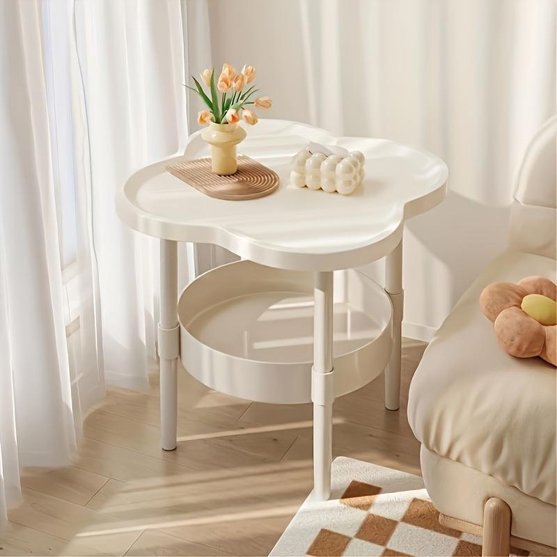 Classic Fashion Storage Table, Dual Layer Design, Ideal for Bedside, Living Room, Office, Modern Minimalist Side Table, Rounded Edge, Kitchen, Bathroom, Bedroom
