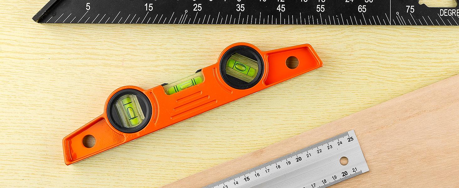 5-Piece Spirit Level Set, 10", 16", 24", 32", 48" Level Set with Magnetic Torpedo Level, 45 ° /90 ° /180 ° Bubbles Measuring, Aluminium Alloy Levels with Carrying Bag