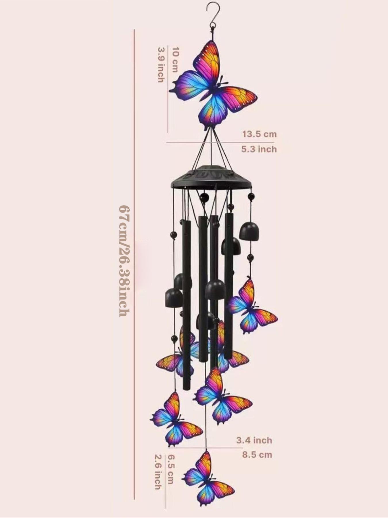 36-Inch Outdoor Hummingbird Wind Chime, Metal Garden Pavilion Decoration, Durable, Gift for Men Women, with Greeting Card