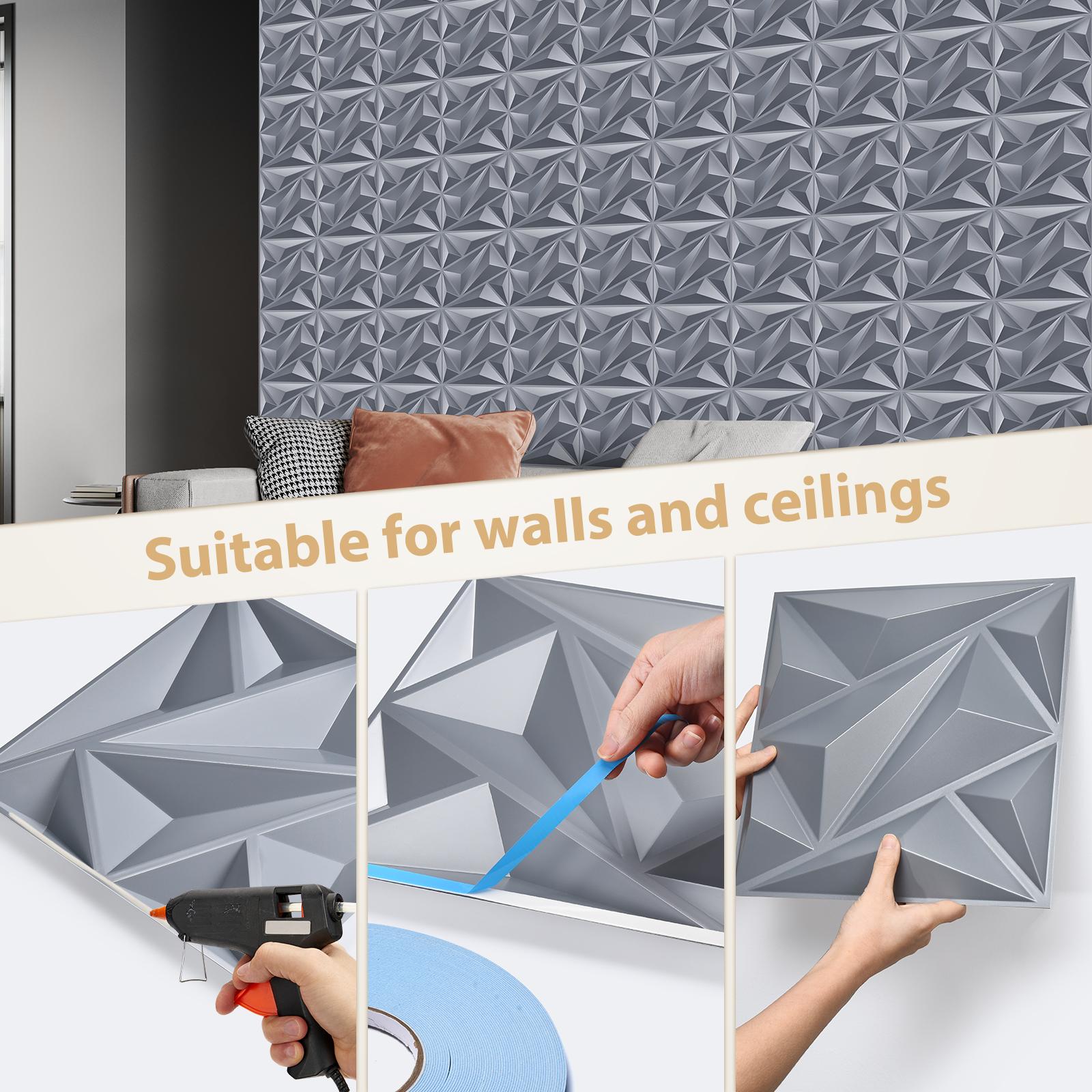FLOLEOPA PVC Plastic 3D Wall Panels Waterproof Fire Resistant 11.8x11.8 Inches 1mm Thickness Modern Home Decor Ideal for Living Rooms Bedrooms Hotels Offices Game Rooms TV Feature Walls Geometric Patterns Easy Installation