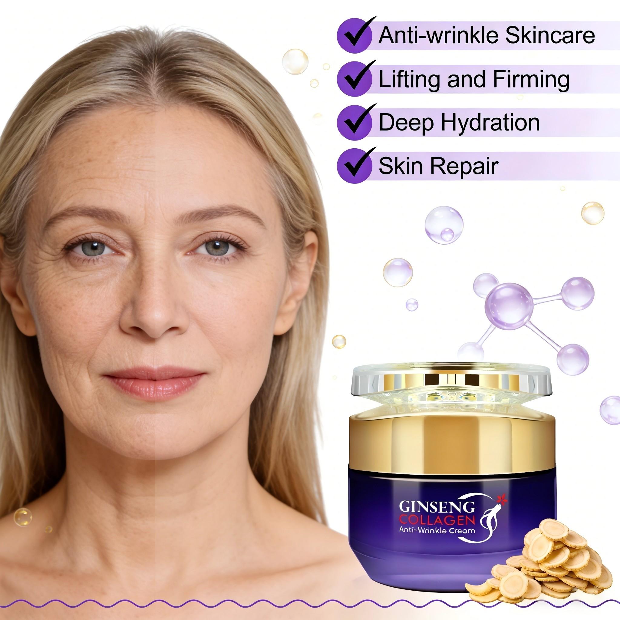 Ginseng Multi-Effect Cream, Reduces Fine Lines, Deep Repair, Rich in Ginseng Extract, Collagen, Niacinamide, 50g