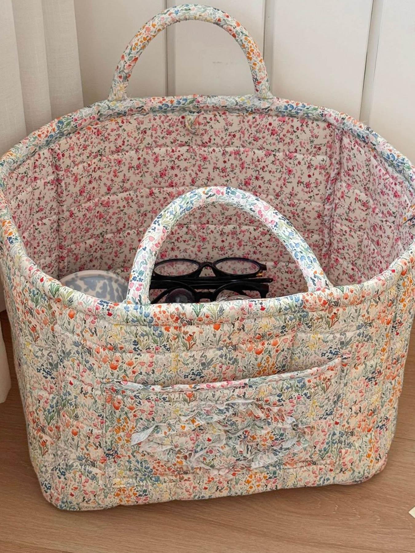 Elegant Home Storage Bag OrganizerMultipurpose Foldable Basket for Clutter Organization,Perfect for Living Room & Bedroom Use, Carrying Caddy, Portable Storage Basket